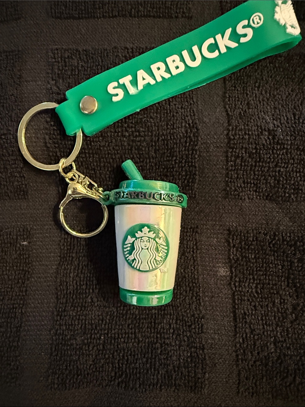 Starbucks Green and White Mini Cup Keychain Charm